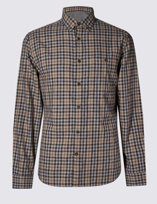 Pure Cotton Tailored Fit Gingham Shirt